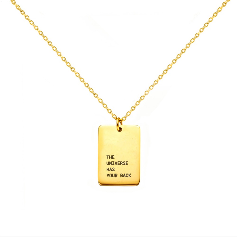Gold Pendant Necklace with Inspirational Message